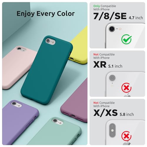 SURPHY Designed for iPhone SE Case, iPhone 8 Case, iPhone 7 Case, Liquid Silicone Phone Case for iPhone se 3rd 2nd SE 2022 SE 2020, Teal Blue - color: Teal Blue