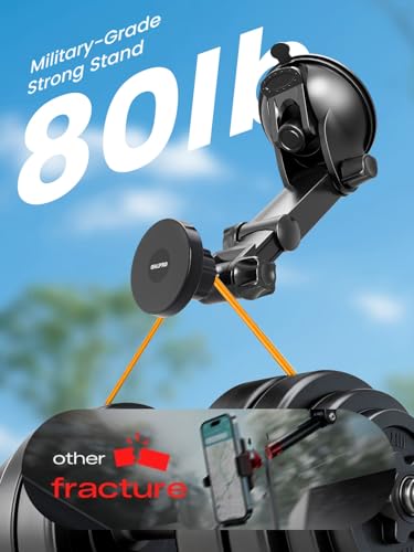 OHLPRO Magnetic Tablet Holder for Car Dashboard & Windshield, Adjustable Suction Cup Mount with Extendable Arm, 360° Rotation, Washable Base, Compatible with iPad, for Magsafe iPhones, Tablets - size: for 4.7-12'' Tablet