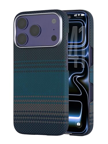 Aramid fiber Ultra-Thin Magnetic Caseless Feel Case for iPhone 17 Pro | Handwoven 600D aramid, Lightweight , compatible with MagSafe, Caseless Feel, case for iPhone 17 pro,Sunrise Blue - color: Sunrise Blue