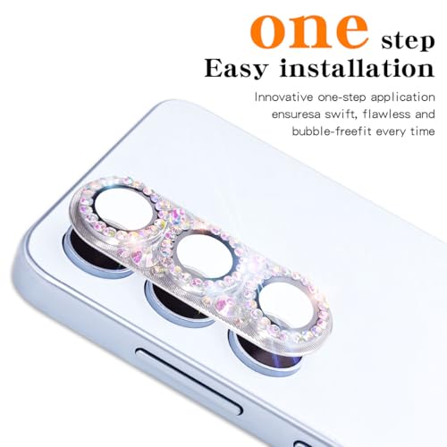 Bling Diamond Camera Lens Protector Compatible with Samsung Galaxy S25, Metal Glitter Gem Camera Cover，9H Tempered Glass lens full Screen Protector with 3D Rhinestone Sparkle - color: for Galaxy S25