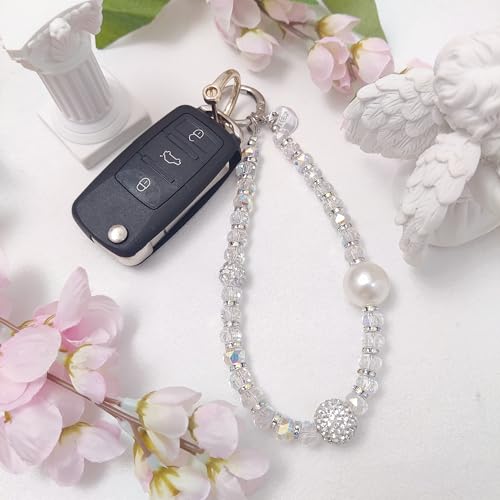 Cute Phone Wrist Strap Chic Beaded Cellphone Lanyard Phone Charm Grip Strap - color: Glitter Colorful