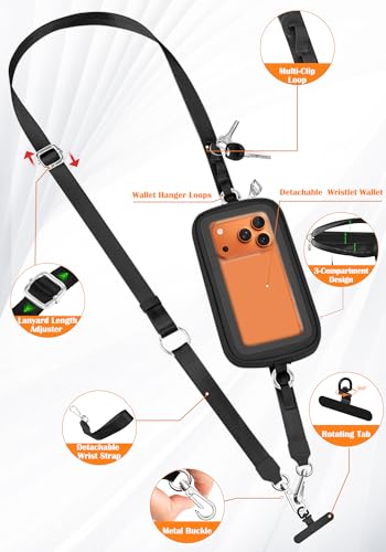 takyu Phone Strap Crossbody with Detachable RFID Wallet Black - color: Black