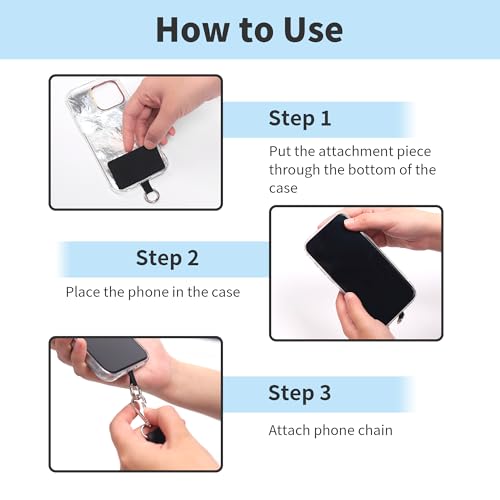 2pcs Clip and Go Strap for Phone with Wallet Crossbody Strap with Pouch - color: Blue White+black
