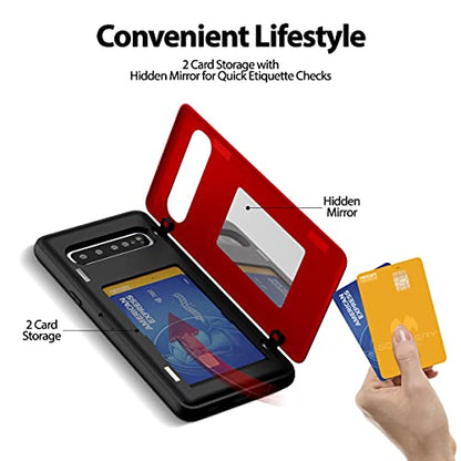 GOOSPERY Magnetic Door Bumper Compatible with Galaxy S10 5G, Card Holder Wallet Case Easy Magnet Auto Closing Protective Dual Layer Sturdy Phone Back Cover - Red - color: Red, size: Galaxy S10 5G