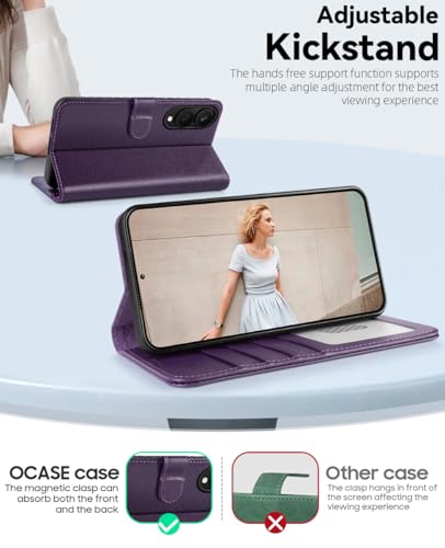 OCASE Compatible with Galaxy S25 Edge Wallet Case, PU Leather Flip Folio Case with Card Holders RFID Blocking Kickstand [Shockproof TPU Inner Shell] Protective Phone Cover 2025, Dark Purlple - color: Dark Purple, size: Samsung Galaxy S25 Edge