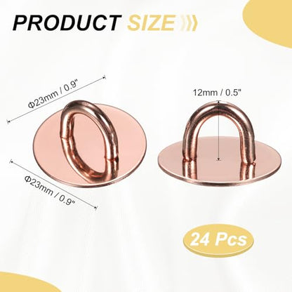 PATIKIL Metal Phone Charm Hook 0.9", 24Pcs Adhesive Circle Shaped Phone Finger Grip Hook Smartphones Keychain Ring Charm Loop for DIY Tablet Case Accessories, Rose Gold - color: Rose Gold