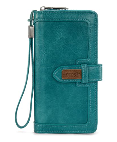 X Wrangler Women's Wallets Bifold Wristlet Wallets for Women Large Capacity Credit Card Wallet with ID Window - color: Turquoise