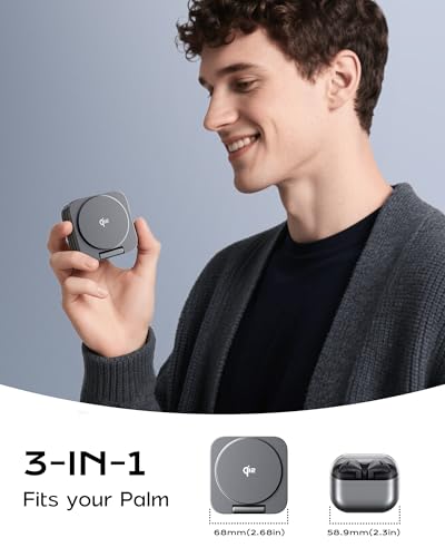 LULULOOK Qi2 Foldable 3 in 1 Wireless Charging Station for Samsung Phone and Watch and Buds, Travel Magnetic Charger Stand for Samsung Galaxy S26/S25/S24/S23/Z Flip/Fold-for Galaxy Watch 8(Gray)