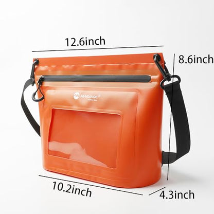IPX7 Waterproof Bag with Touchscreen Phone Pocket,Floating Airtight Shoulder Bag for Swimming,Rafting,Cycling,Hiking - color: Orange