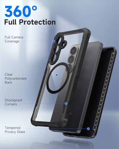 seacosmo Magnetic for Samsung Galaxy S26 Case with Privacy Screen, Black - size: Galaxy S26 Case