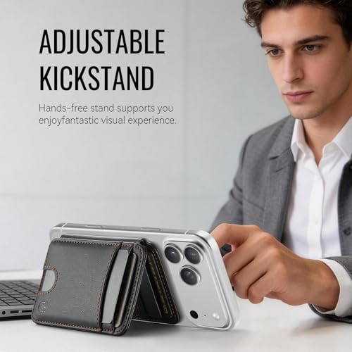 for Magsafe Wallet Magnetic RFID Blocking Card Holders, Black | Strong Magnet Phone Wallet , Compatible with Magsafe Phones and Cases, for iPhone 17/16/15/14/13/12/Pro/Max/Plus Series - color: Black