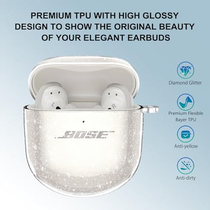 Aircawin for Bose QuietComfort Earbuds II/QuietComfort Ultra 1/2 Case Clear - color: Clear Glitter