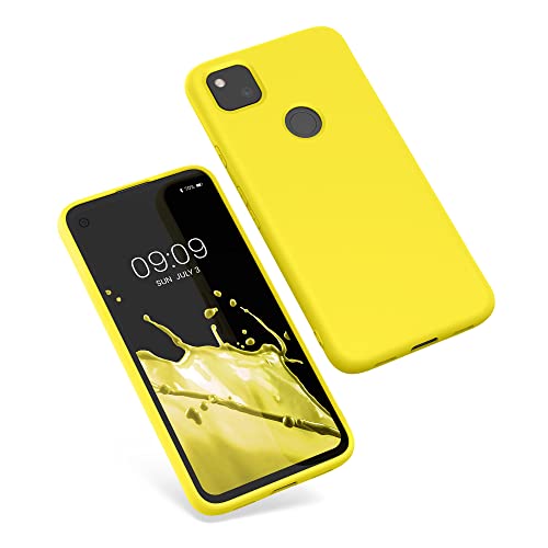 kwmobile Case Compatible with Google Pixel 4a Case - Slim Protective TPU Silicone Phone Cover - Radiant Yellow - color: Radiant Yellow
