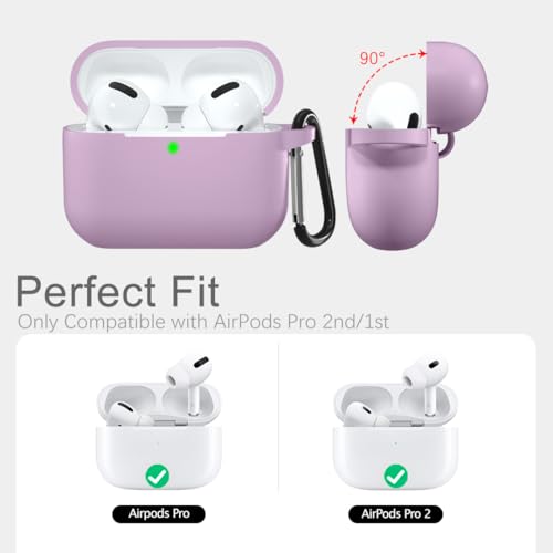 Lerobo for AirPods Pro 2nd/1st Case with Keychain, Lavender - color: Lavender