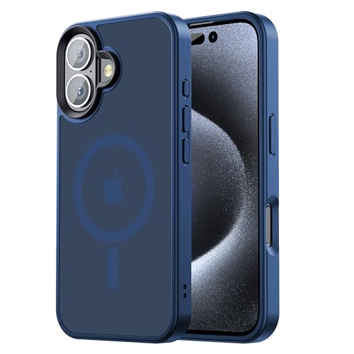 Tigowos Magnetic for iPhone 16 Case Fits MagSafe 16FT Drop Resistant Matte Skin Feeling Back Cover Shockproof Slim Fit for iPhone 16 Phone Case 6.1 inch, Dark Blue - color: Dark Blue, size: iPhone 16-6.1 inch