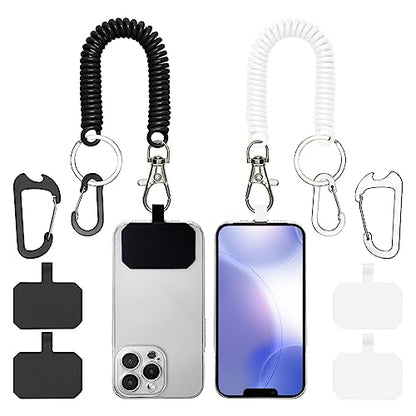 HOTEMIA Phone Tether Lanyard Anti-Drop Outdoor Strap with Carabiner for Skiing, Hiking, Cycling, Fishing, Climbing - Fit iPhone and Most Cell Phones (Black+White) - color: Black+White