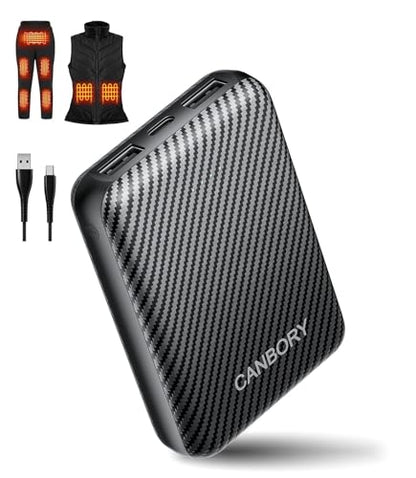 Heated Vest Battery Pack,𝟏𝟐𝟎𝟎𝟎𝐦𝐀𝐡 5V 2A/3A USB-C Out/in Power Bank for Heated Jacket Heated Pad Heated Hoodies Pocket Size Black - size: 5V 12000mAh Black