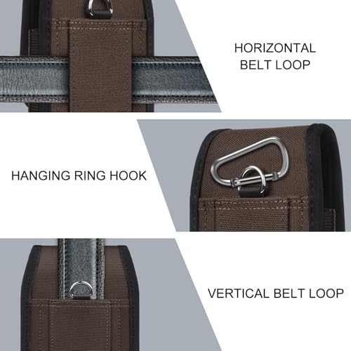 ykooe Cell Phone Pouch Nylon Belt Holster Case Compatible with iPhone 17 16 15 14 13 12 11 & Pro Models, Samsung Galaxy S20 S21 S22 S23 S24 S25, Coffee–L - color: Coffee, size: L