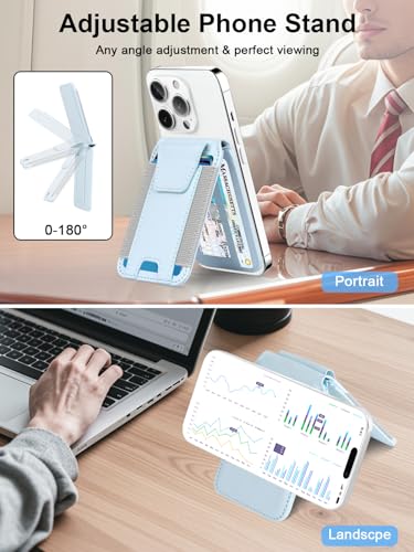 for MagSafe Wallet Works with Apple Find My, Strongest Magnetic Wallet - color: Sky Blue