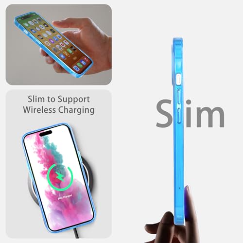 JJGoo Compatiable with iPhone 15 Plus Case Clear, Transparent Shockproof Phone Case, Slim Anti-Scratch Hard PC Back Protective Cover Bumper, Transparent Blue - color: Transparent Blue