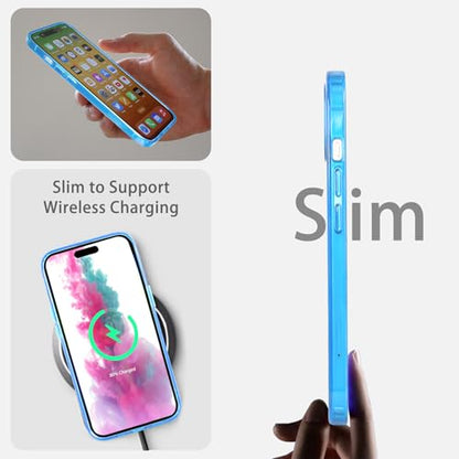 JJGoo Compatiable with iPhone 15 Plus Case Clear, Transparent Shockproof Phone Case, Slim Anti-Scratch Hard PC Back Protective Cover Bumper, Transparent Blue - color: Transparent Blue