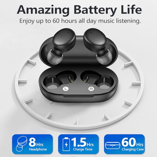 MOZOTER Mini Wireless Earbuds Bluetooth 5.3 in Ear Headphones Headsets - color: Black