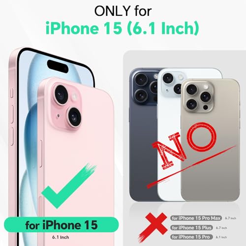 TUCCH 2-in-1 Removable Wallet Case for iPhone 15 (6.1") 2023, Light Blue | RFID Blocking, 4 Card Holders, Kickstand, Wireless Charging, Shockproof TPU, PU Leather, Magnetic, Flip Cover - color: Lake Blue (2-in-1 Detachable)