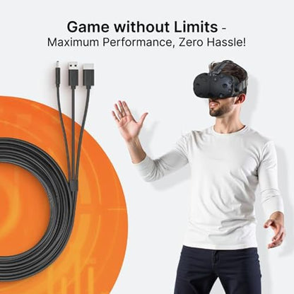 Skywin 3 in 1 Flat HTC Vive Compatible Cable - 5 Meters / 16 Feet - Black - size: 5 Meter, style: Flat