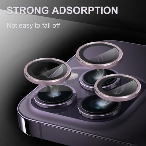 [3+1] Compatible for iPhone 15 Pro ＆ iPhone 15 Pro Max Camera Lens Protector 9H Tempered Glass Camera Cover Metal Individual Ring Full Coverage Camera Lens Protector with Removal Tool (pink) - color: pink
