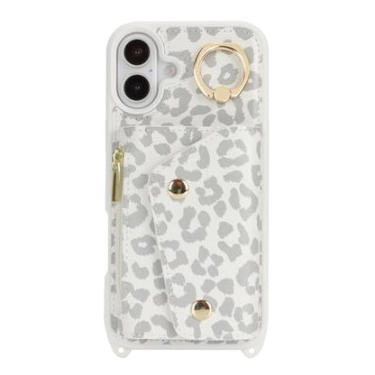 Lipvina Crossbody Wallet Case for iPhone 16,White Leopard - color: 03-White Leopard, size: iPhone 16 6.1"