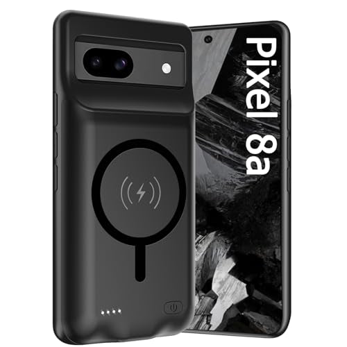 Battery Case for Google Pixel 8a, Upgraded 10000mAh Rechargeable Portable Charging Case with Wireless Charging Compatible for Google Pixel 8a (6.1 inch) Extended Battery Pack Charger Cover (Black) - size: Google Pixel 8a