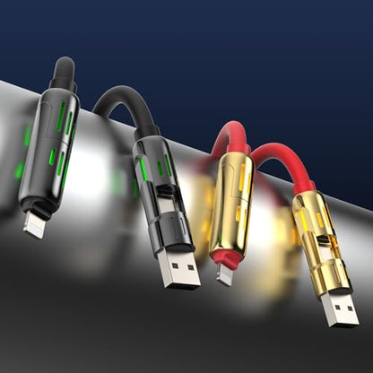 MFish 2-Pack 240W 4-in-1 Multi Charging Cable, Black+Red, 6.6FT - color: Black+Red, size: 2-Pack 6.6FT