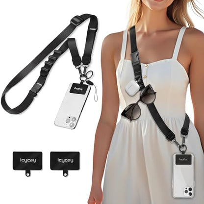 Icycay Phone Lanyard Crossbody Strap Neck Adjustable Teacher Women Black - color: 1 Pure Black