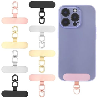 Sibba 8 Pack Metal Phone Tether Tab 360° Rotating Cell Phone Lanyard Patch