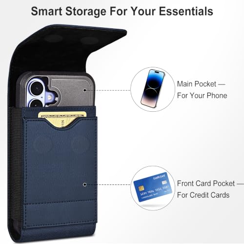 ykooe Cell Phone Holster with Belt Clip Magnetic Closure Card Holder Blue - color: Blue, size: X-Large