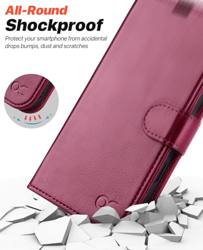 OCASE for iPhone 17 Pro Detachable Wallet Case with Card Holder, 2 in 1 PU Leather Flip Folio with RFID Blocking Stand Wrist Strap Shockproof Phone Cover 6.3 Inch 2025, Burgundy - color: Burgundy, size: iPhone 17 Pro