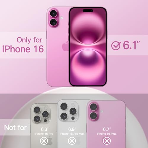 JETech Silicone Case for iPhone 16, Pink | Silky Soft Touch, Shockproof Protection, Scratch Resistant, Microfiber Lining - color: Pink, size: iPhone 16