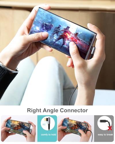Right Angle USB C to USB C Cable 60W, [10ft 4Pack] - color: Black Black
