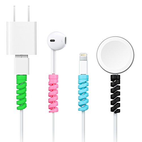 Jetec 12 Pieces Highly Flexible Silicone Micro USB Protector, Mouse Cable Protector, Suit for All Cell Phones, Computers and Chargers (Black, Pink, Blue, Green) - color: Black, Pink, Blue, Green