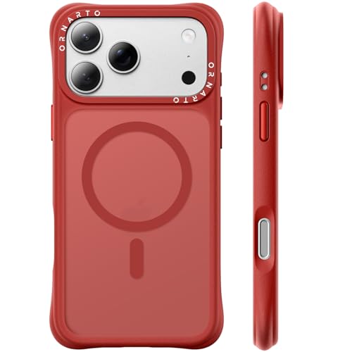 ORNARTO Magnetic for iPhone 17 Pro Max Case, Translucent Matte, Red | 20FT Military-Grade Drop Protection, Compatible with MagSafe, Slim & Lightweight, AirBuffer Corners, Gecko-Grip Interior - color: Red