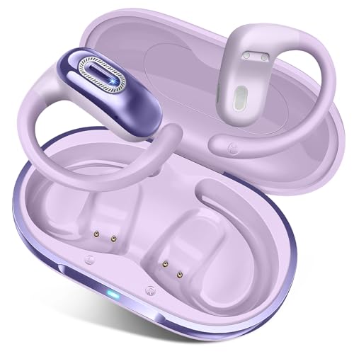 Open Ear Headphones, NEW Over Ear Earbuds with 4 ENC Noise-Canceling Mic - color: Lavender