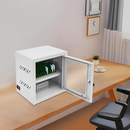 12-Device Charging Station, Charging Cabinet for Cellphones, Rechargeable Cellphone Locker Storage Charging Station, Locking and Charging Phone Storage Box, Cell Phone Charging Box - color: White-12 Slots