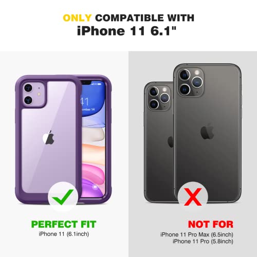 Diaclara Compatible with iPhone 11 Case, Full Body Rugged with Built-in Touch Sensitive Anti-Scratch Screen Protector, Soft TPU Bumper Case Clear Compatible with iPhone 11 6.1" (Purple and Clear) - color: Deep Purple, size: iPhone 11