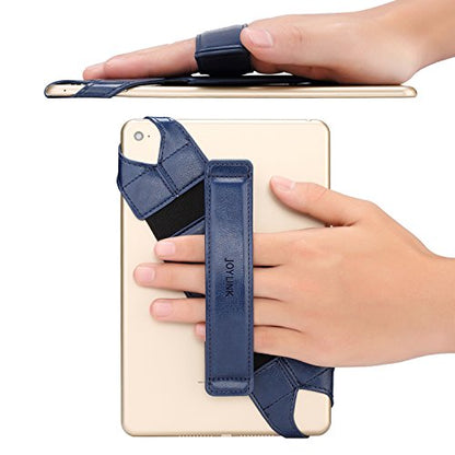 joylink iPad Hand Holder Strap, 360 Degrees Swivel Leather Handle Grip with Elastic Belt, Secure & Portable for 7.9" Tablets (Samsung, iPad mini),Blue - color: Blue