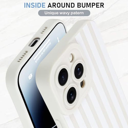 KANGHAR Compatible with iPhone 14 Pro Case Stripes -White | Silicone Cute Pattern, Camera Protection Soft Slim Phone Case for Phone Case - color: Stripes-White, size: iPhone 14 Pro
