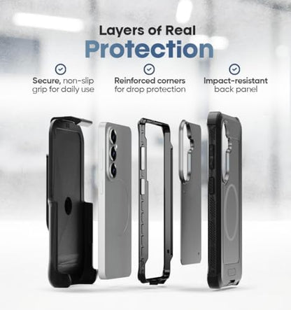MOTIVE Heavy Duty Case for Samsung Galaxy s26, Belt Clip Holster | 6.3" | Bunker Series, Military Grade Multi-Layer Protection, PC/TPU Build, Sealed Port Cover, Compatible with MagSafe Qi2 Charging - size: s26