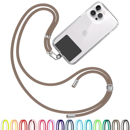 TBOC Cell Phone Lanyard [Brown] - Comfortable Universal Smartphone Lanyard - Easy to Use Neck Phone Holder [Black Patch] - Adjustable Length Phone Strap Crossbody - Fits All Mobile Phones - color: Brown
