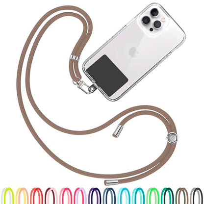 TBOC Cell Phone Lanyard [Brown] - Comfortable Universal Smartphone Lanyard - Easy to Use Neck Phone Holder [Black Patch] - Adjustable Length Phone Strap Crossbody - Fits All Mobile Phones - color: Brown