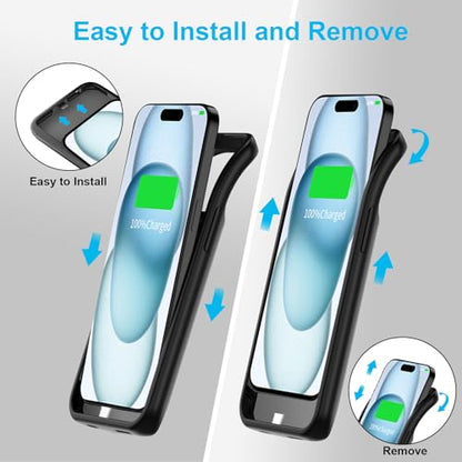 Battery Case for iPhone 14 Pro Max/14 Plus/13 Pro Max/12 Pro Max, 10000mAh Ultra-Slim Portable Charging Case, 6.7 Inch Extended Charger Case Cover - Black