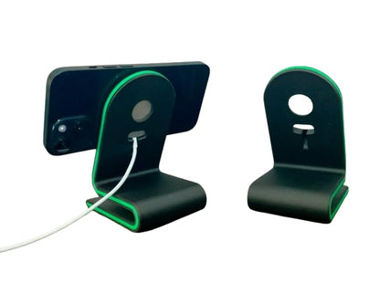Modern Phone Stand with Magnetic Charging Compatibility – Custom Accent Color – Black Base (Magnetic Charger Not Included) (Brown) - color: Brown